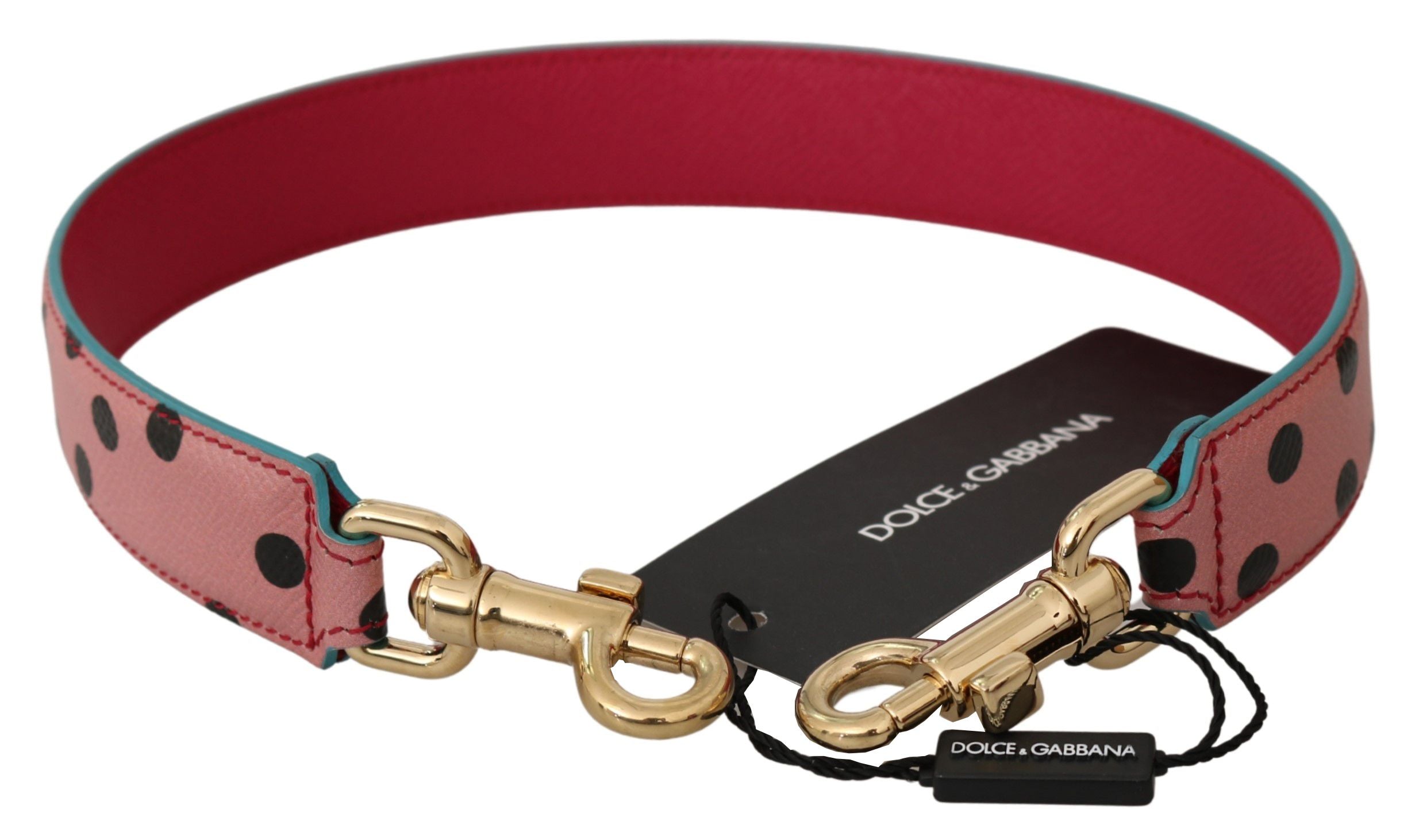 Dolce & Gabbana pembe puantiyeli deri omuz askısı